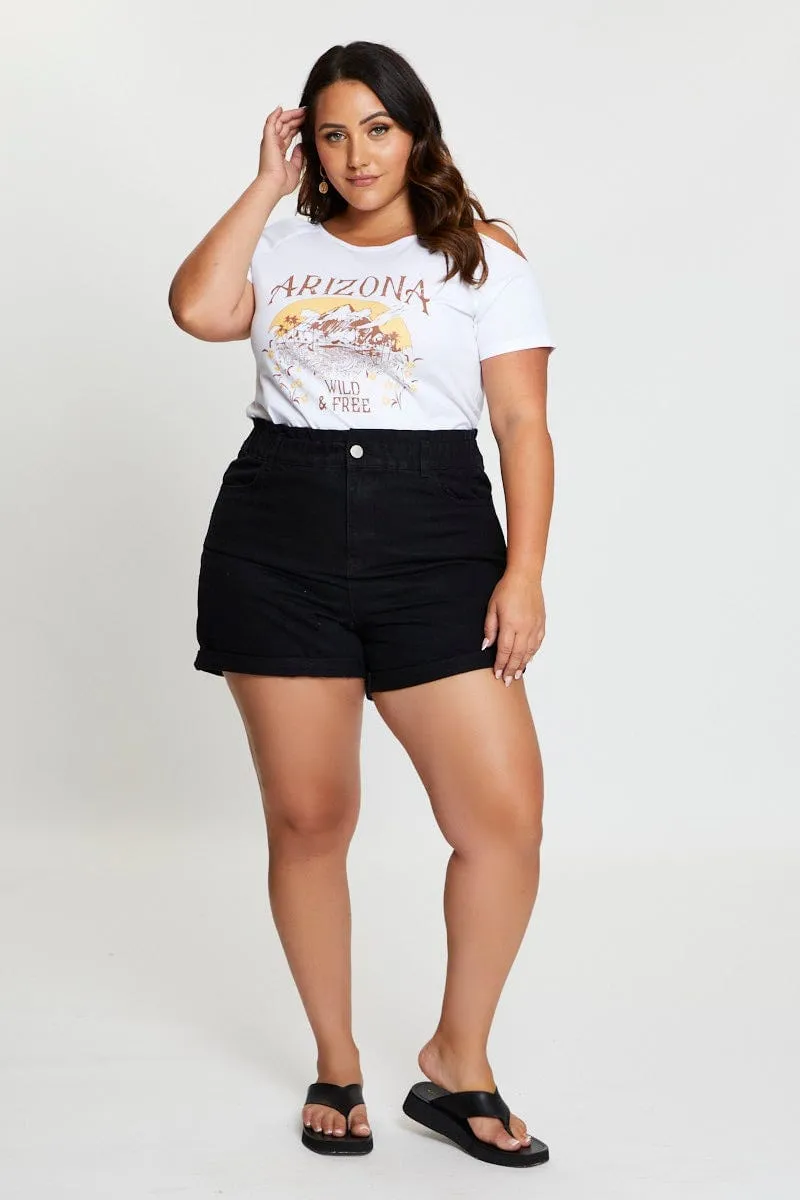 White Graphic T-shirt Arizona Crew Neck Short Sleeve Personalized