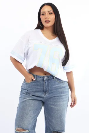 White Graphic T-shirt Short Sleeve V-neck Casual Choice Wear Tagless Neckline