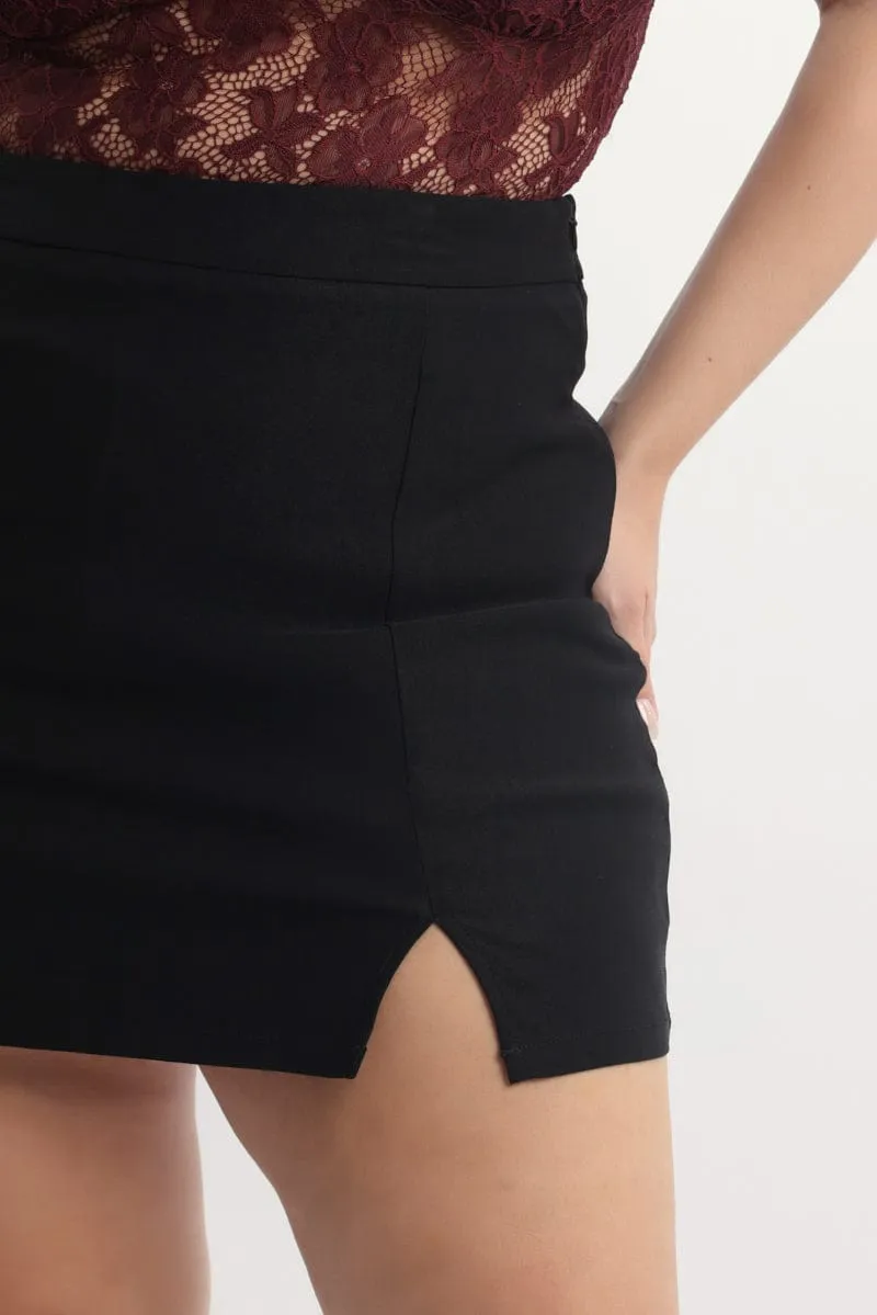 Black Mini Skirt With Shorts Underneath Crisp Fit