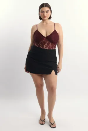 Tea length Black Mini Skirt With Shorts Underneath