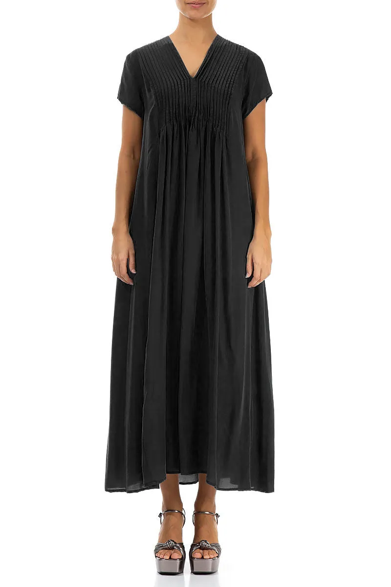 Romantic Black Silk Bamboo Dress AbrasionResistantFabric Skin Hug