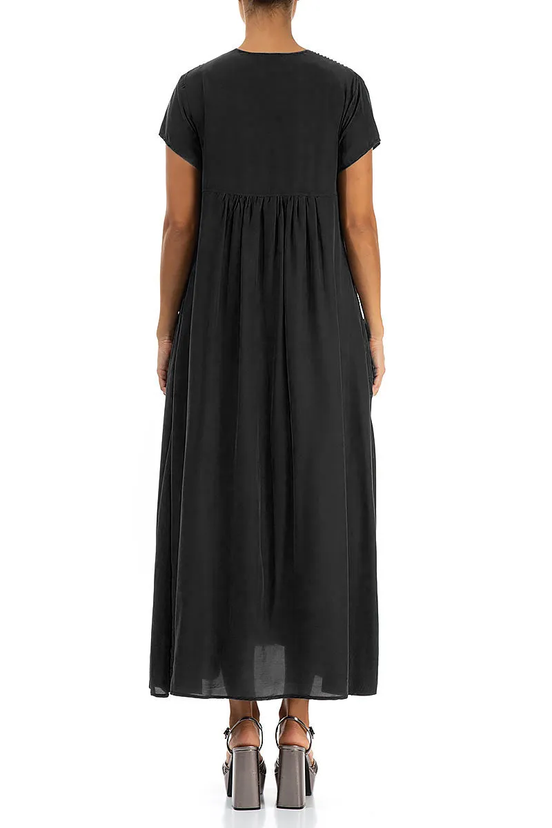 Casual Comfort Fall Mood Romantic Black Silk Bamboo Dress