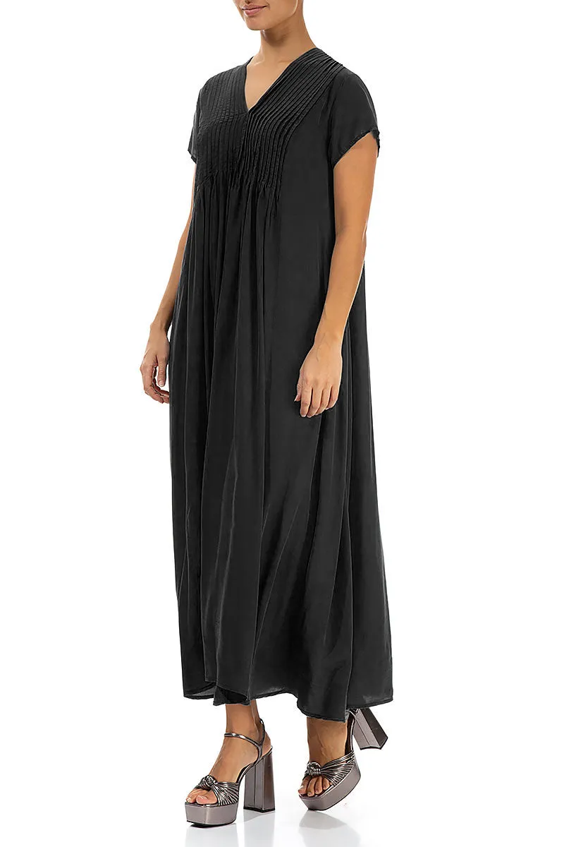 Romantic Black Silk Bamboo Dress Business Attire