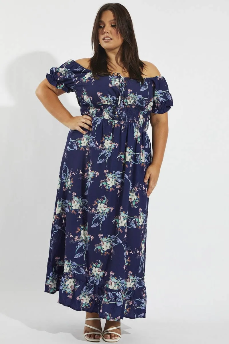 Multi Floral Tie Front Shirred Waist Midi Dress Season Flow Stylish Outfit