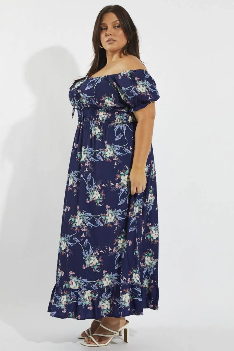 Multi Floral Tie Front Shirred Waist Midi Dress Soft draping fabric dress Air View