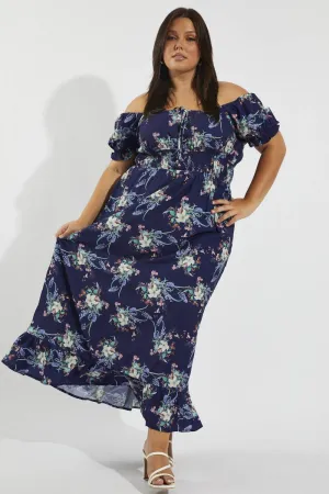 Parisian Touch Versatile midi for travel Multi Floral Tie Front Shirred Waist Midi Dress