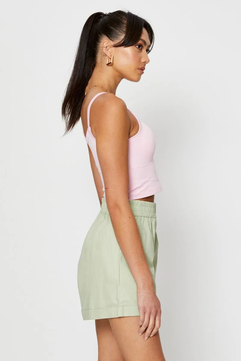 Pink Singlet Top Seamless Crop Casual Shirt Still Glow