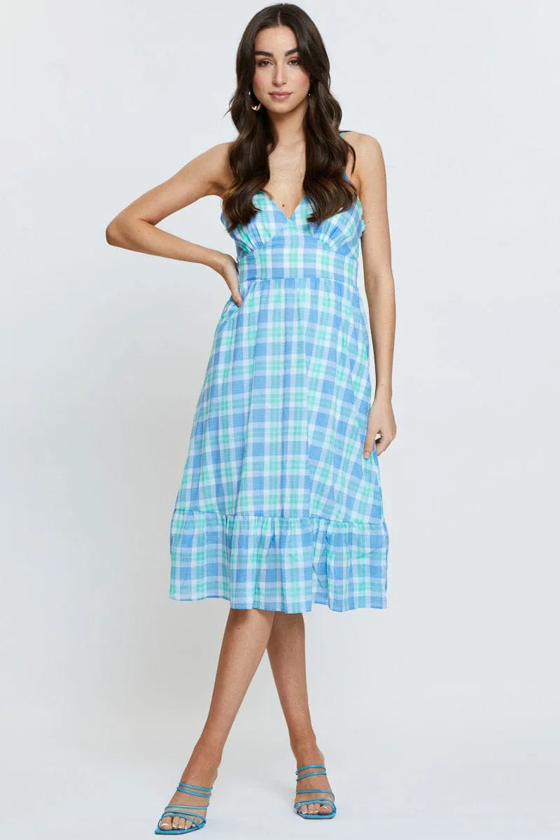This dress is the perfect addition to any wardrobe for those who value both style and comfort Check Midi Dress Sleeveless
