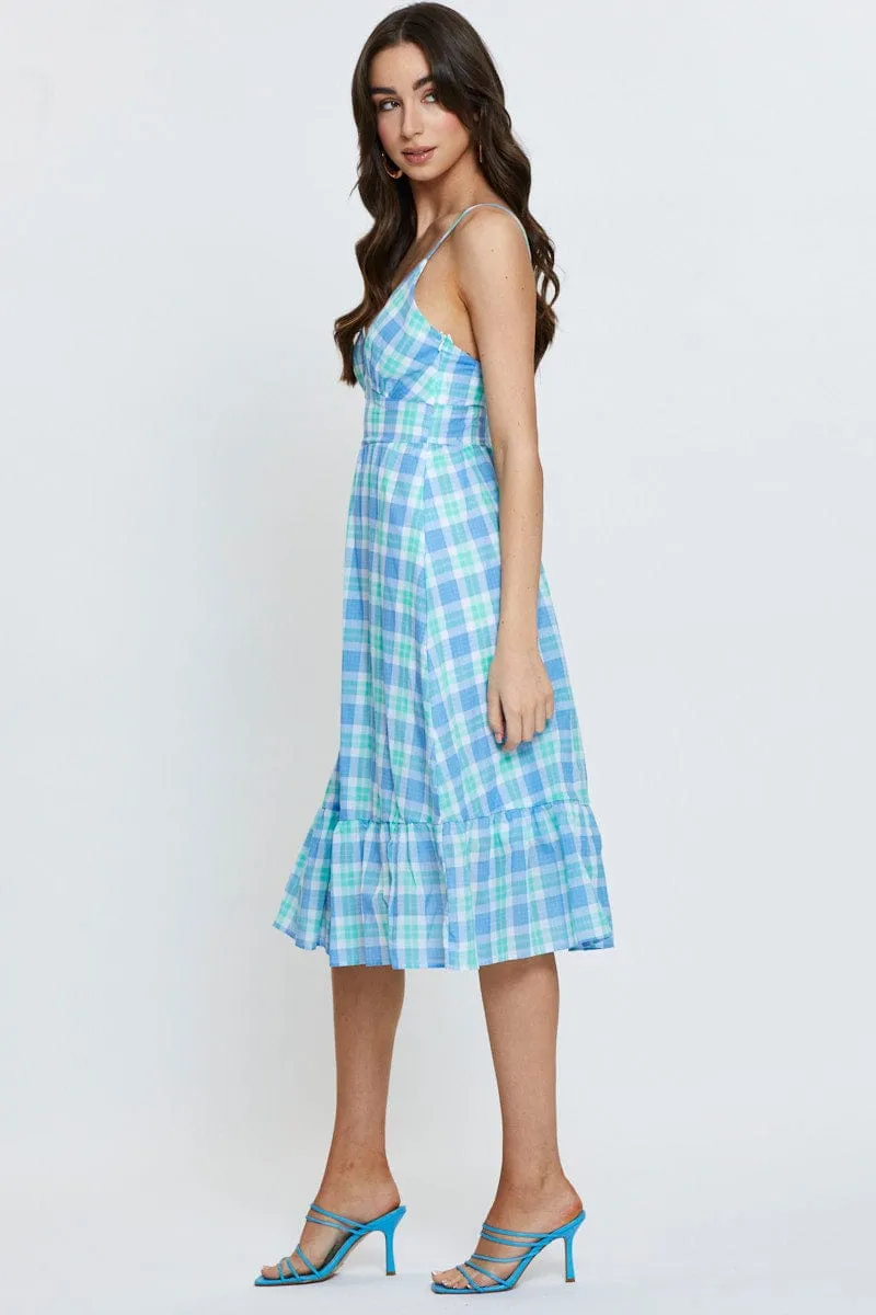 Dome Glow Check Midi Dress Sleeveless