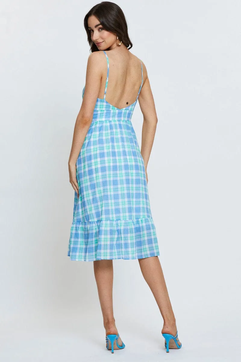 Canal Side Check Midi Dress Sleeveless
