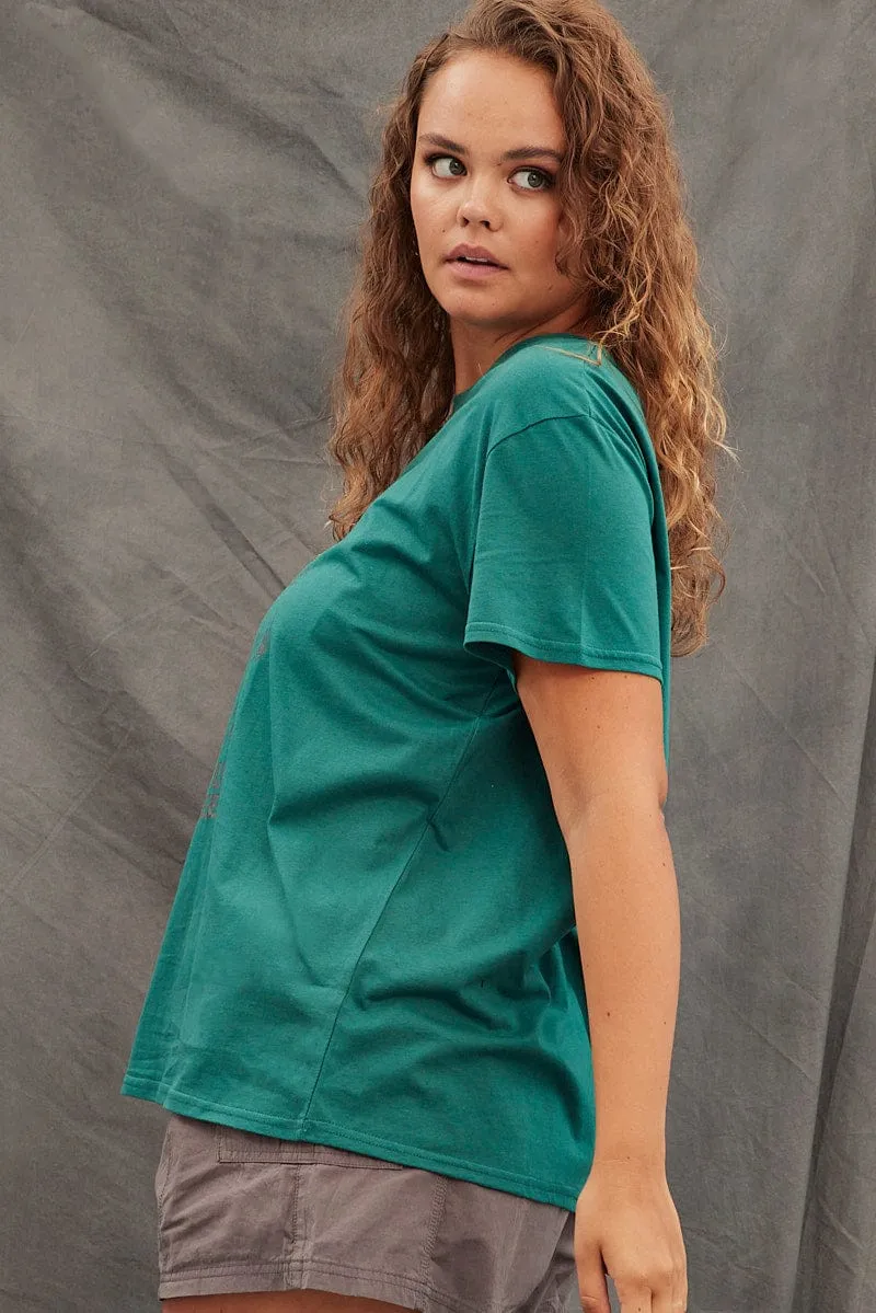 Green Graphic T-shirt Grand Prix Cotton Jersey Minimal Comfort Wear Stylish Day Wear
