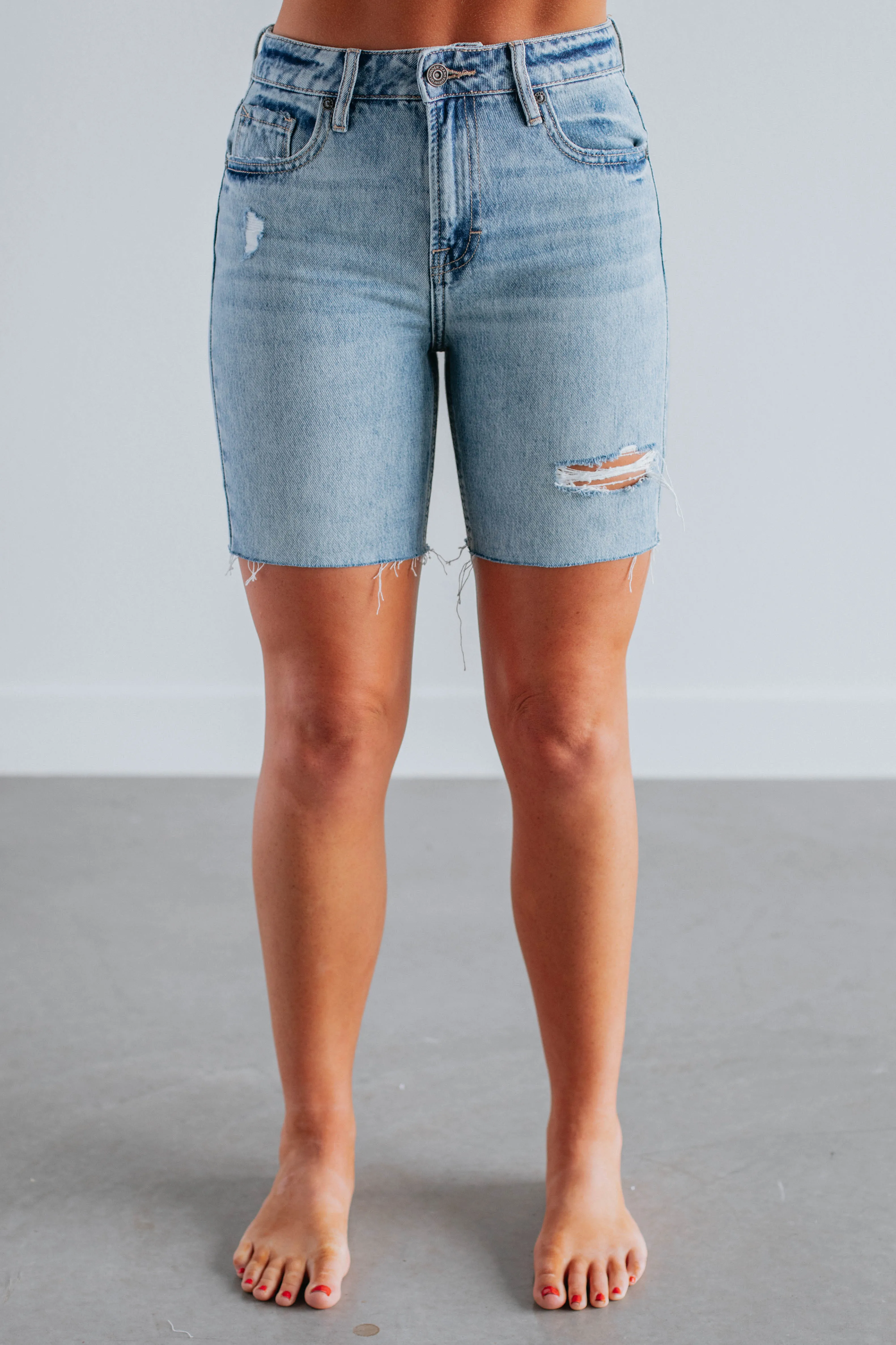 Solid Color mesh ventilation Marlin Hidden Shorts - Medium Wash