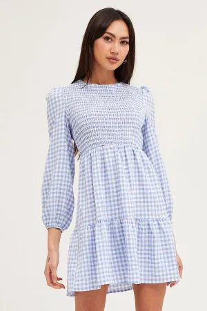 Check Shirred Bust Mini Dress Star Warm