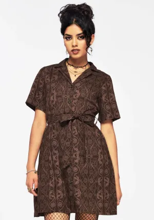 Chic Design Fianna Button Front Mini Dress - Brown
