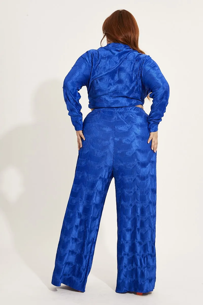 Quick Cool RuggedDurability Blue Plisse Pants Wide Leg High Rise