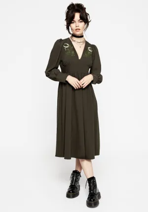 Huldra Embroidered Midi Dress Classic Woman casual outing
