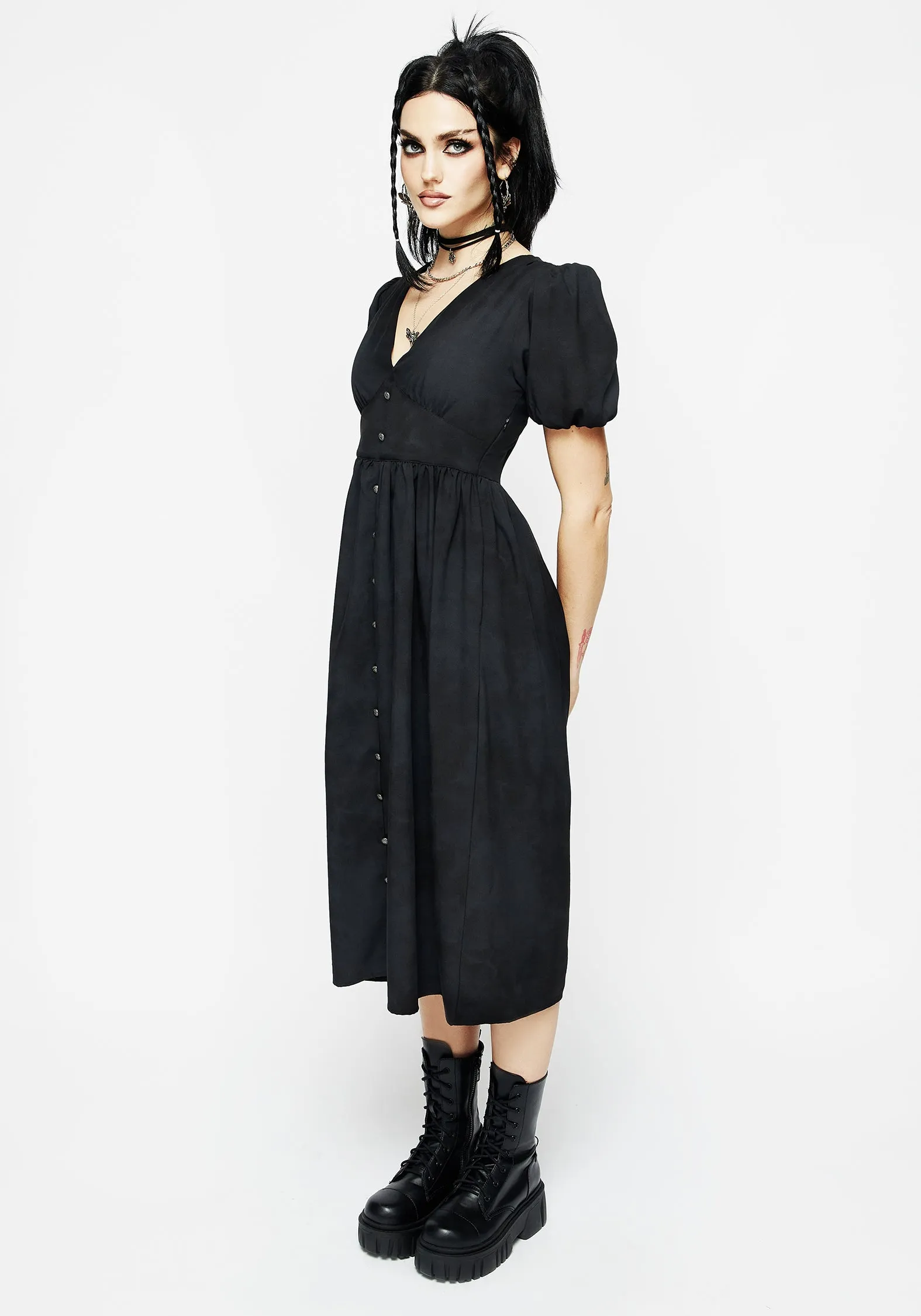 Gladys Button Front Midi Dress Midi dress with waist tie