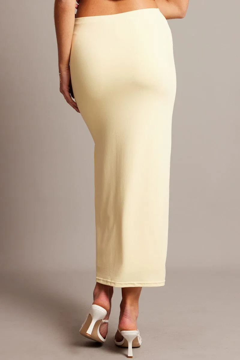 Yellow Midi Skirt High Rise Supersoft Lined Layer Combo Weekend Favorite