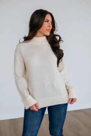 Samson Mock Neck Sweater - Cream Effortless Comfort Flex Knit Ribbing