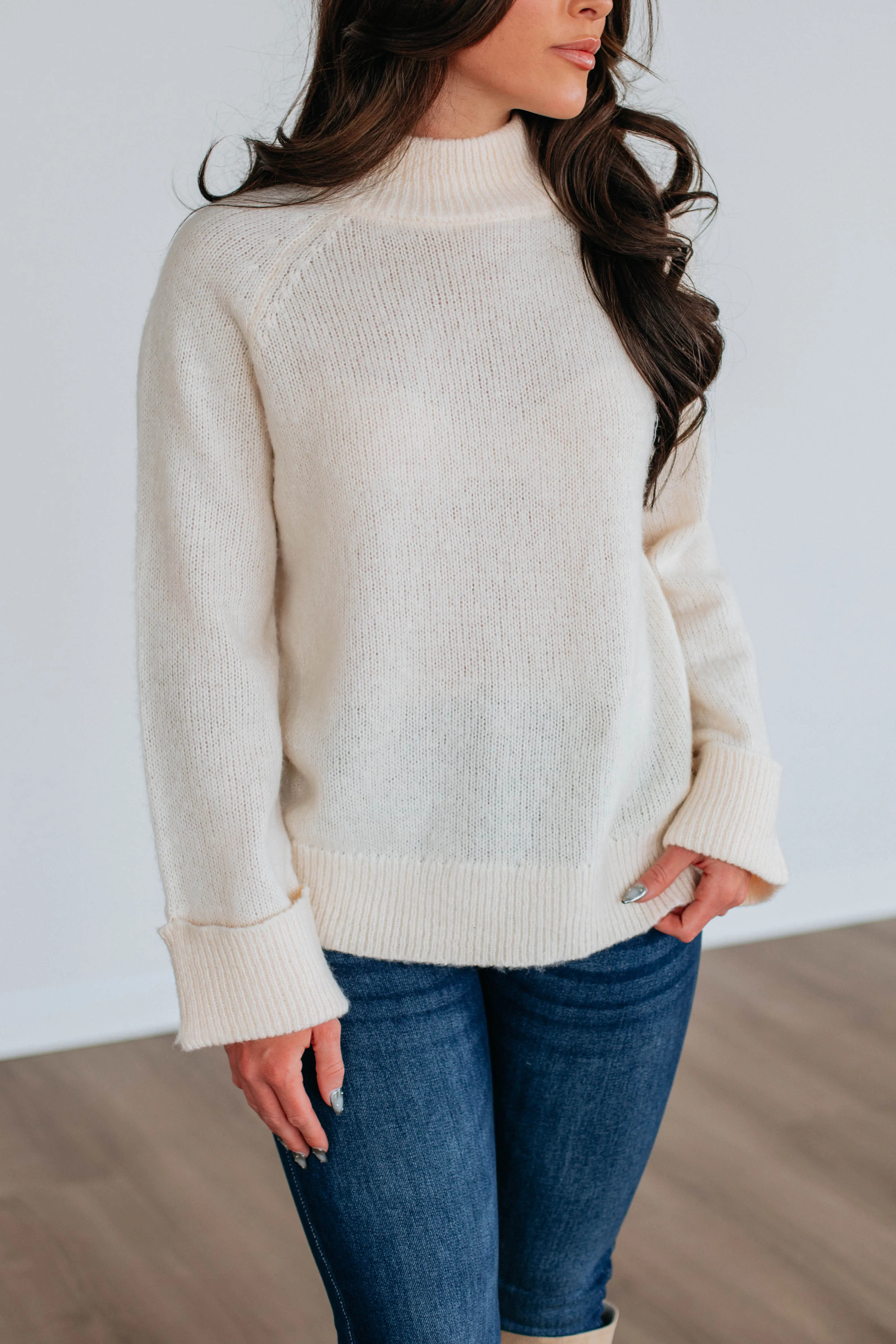 Comfy Fashion Chilly Days Wear Samson Mock Neck Sweater - Cream