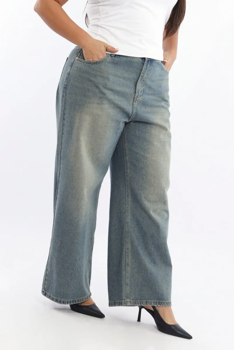 Softened Seams High Quality Holiday Vibes Winter Warmth Denim Baggy Jeans Mid Rise