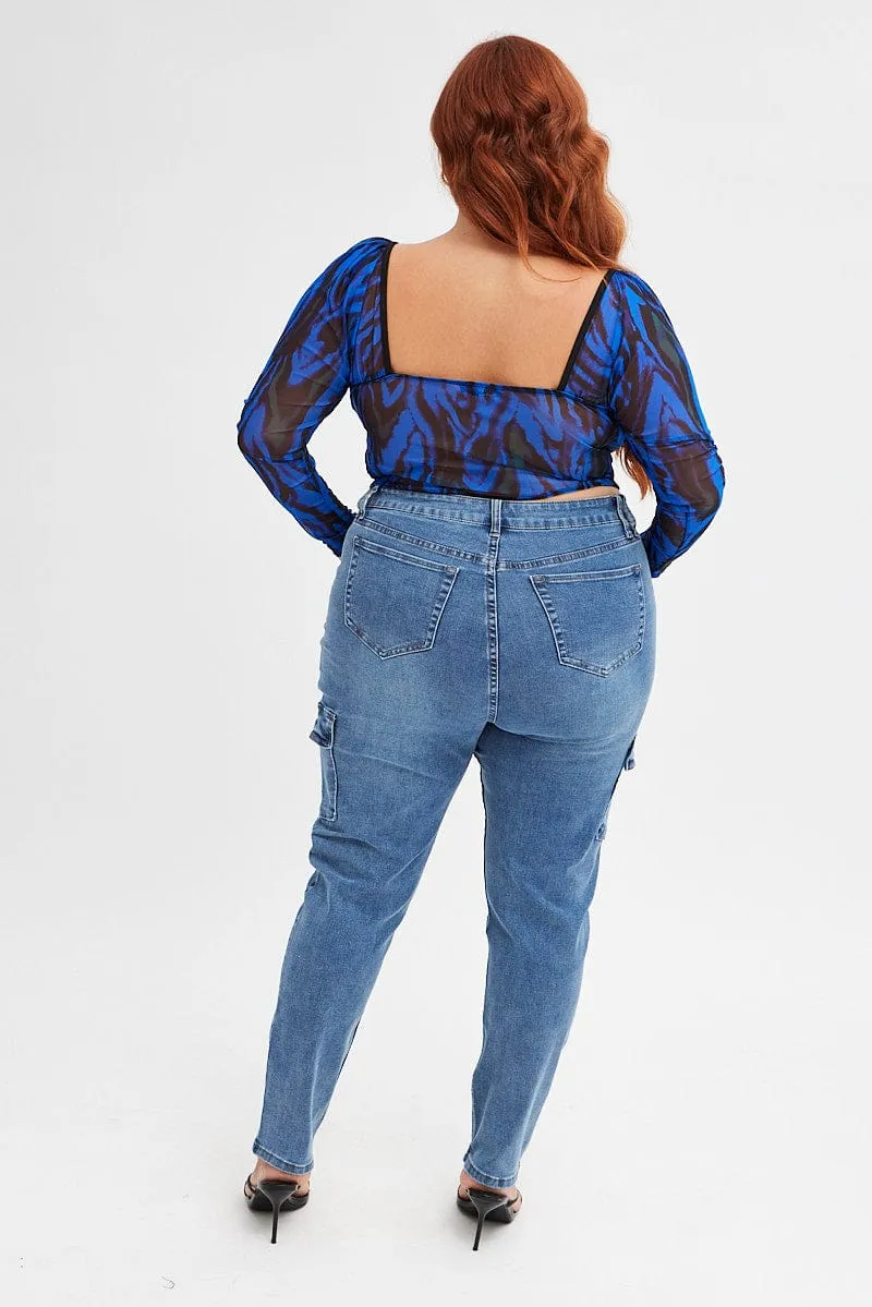 Denim Cargo Skinny Denim Jeans High Rise Tailored Cut Contemporary Vibe
