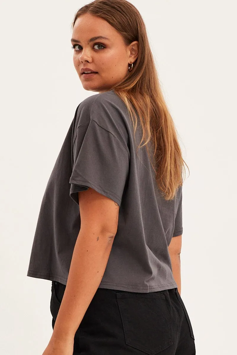 OdorResistant Trendy Piece Grey Graphic T-shirt Los Angeles Print Cotton