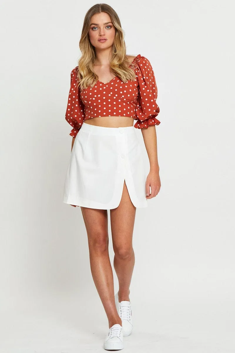 White High Waist Linen Front Slit Fit Choice Light Comfort