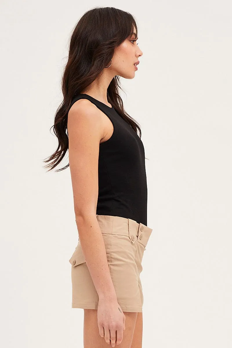 Beige Low Rise Micro Mini Skirt Easy Movement