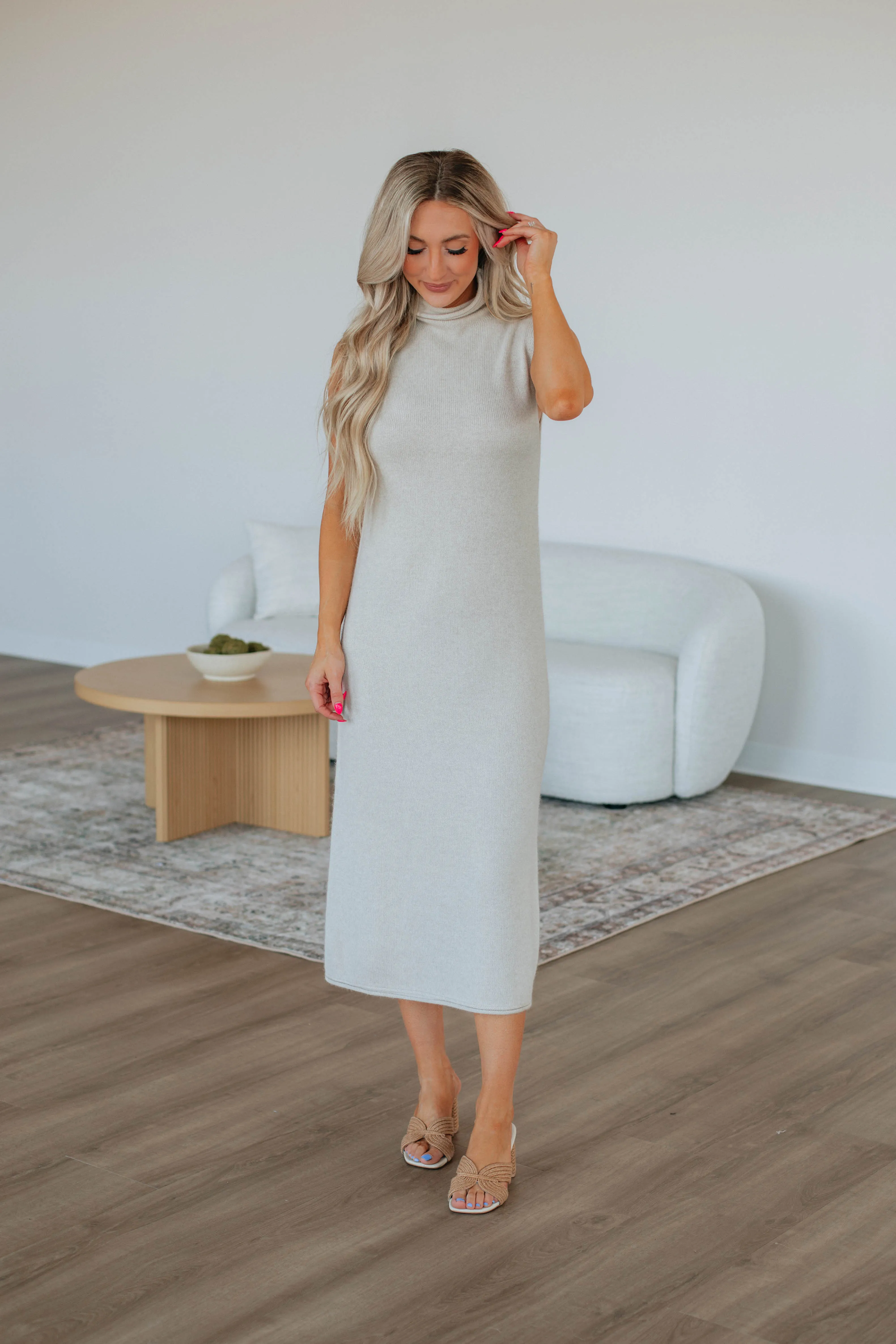 Cozy Warm Layer Roxanna Sweater Dress - Natural