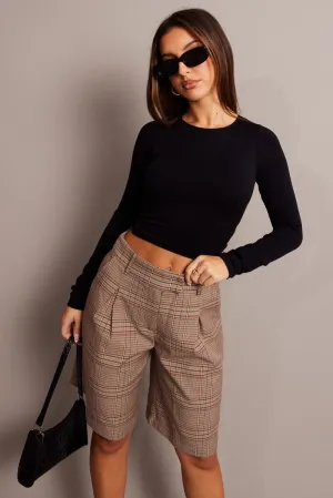 Black Seamless Top Crew Neck Long Sleeve Effortless Fashion Durable materials