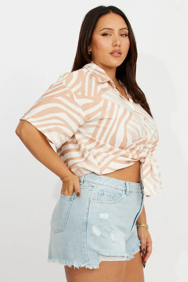 Denim Relaxed Shorts High Rise Light Jacket