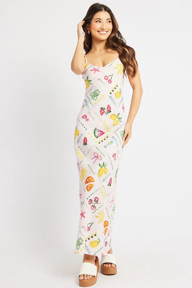 This dress provides a chic and comfortable fit that works for both formal and casual events Multi Abstract Maxi Dress Bias Cut