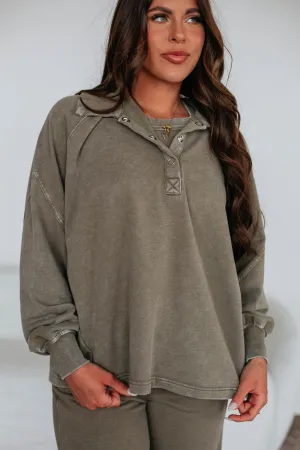 Casual Chic Jyl Washed Pullover - Moss