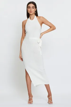White Bodycon Dress Maxi Knit delicate embroidery