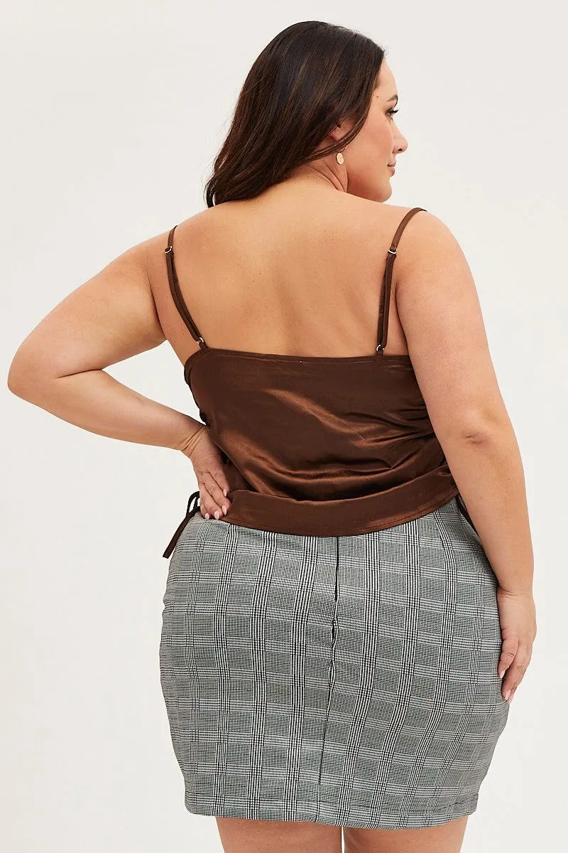Opaque Core Brown Singlet Top Satin Ed Side