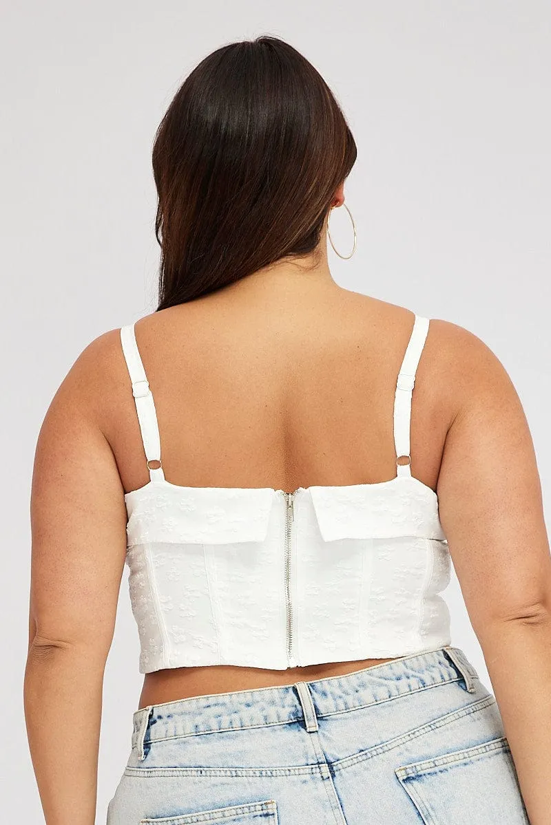 White Crop Top Broderie Corset Top Data Mode