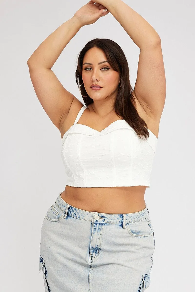 White Crop Top Broderie Corset Top Peace Core OdorControl Treatment