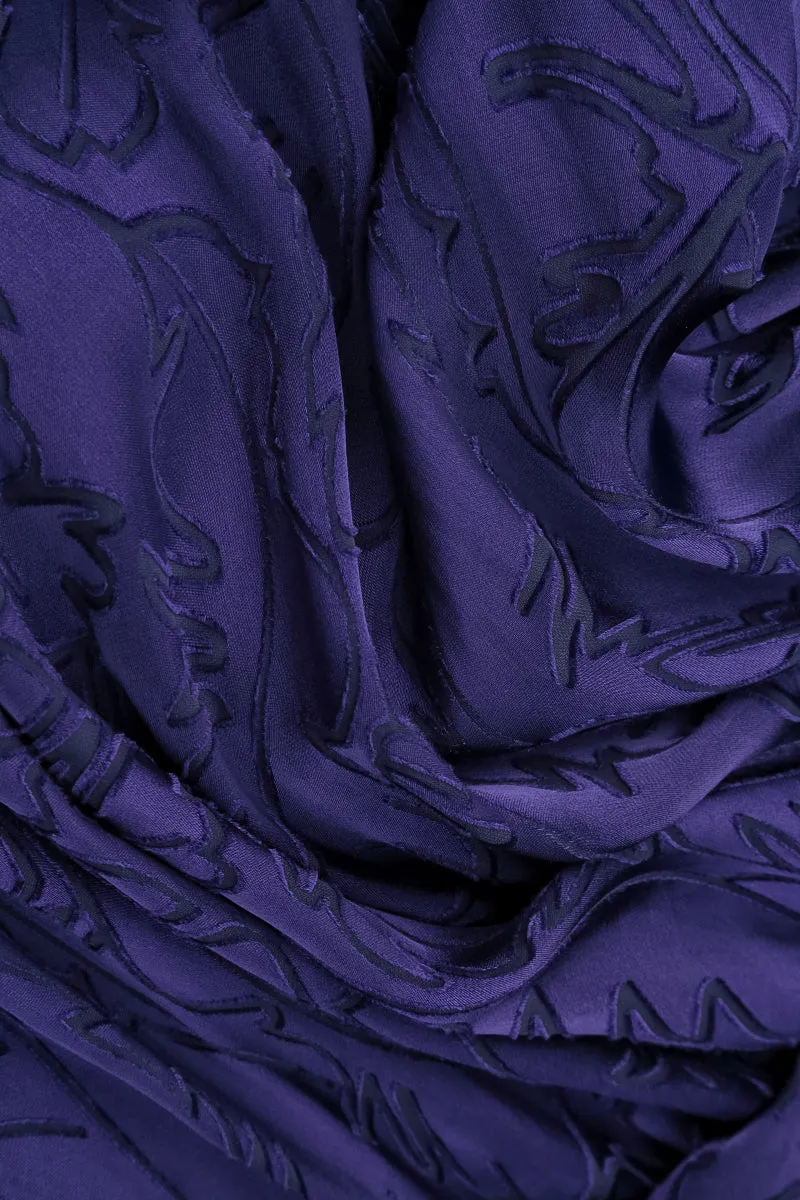 Draped Royal Purple Devor?? Feather Silk Dress Energy Flow