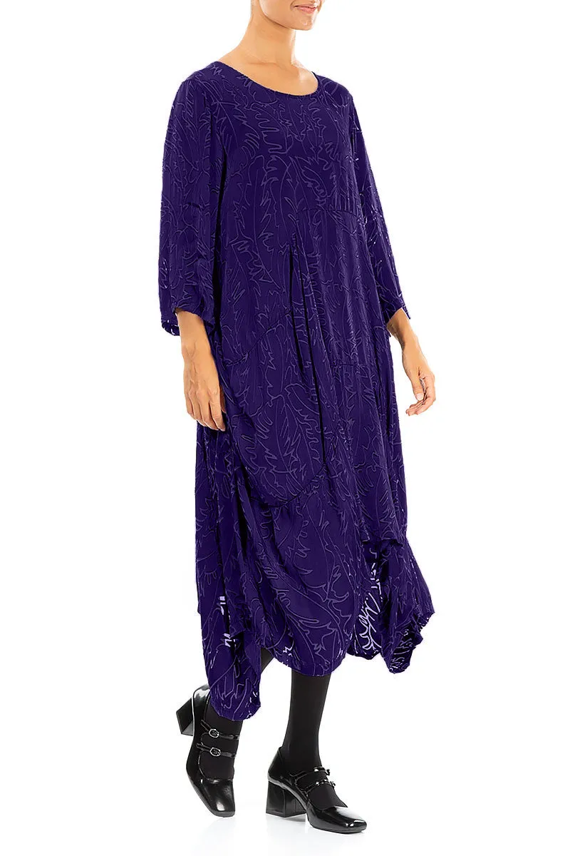 Draped Royal Purple Devor?? Feather Silk Dress Cold Weather Gear