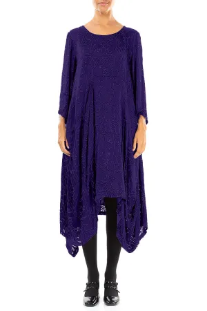 Draped Royal Purple Devor?? Feather Silk Dress ShrinkResistant