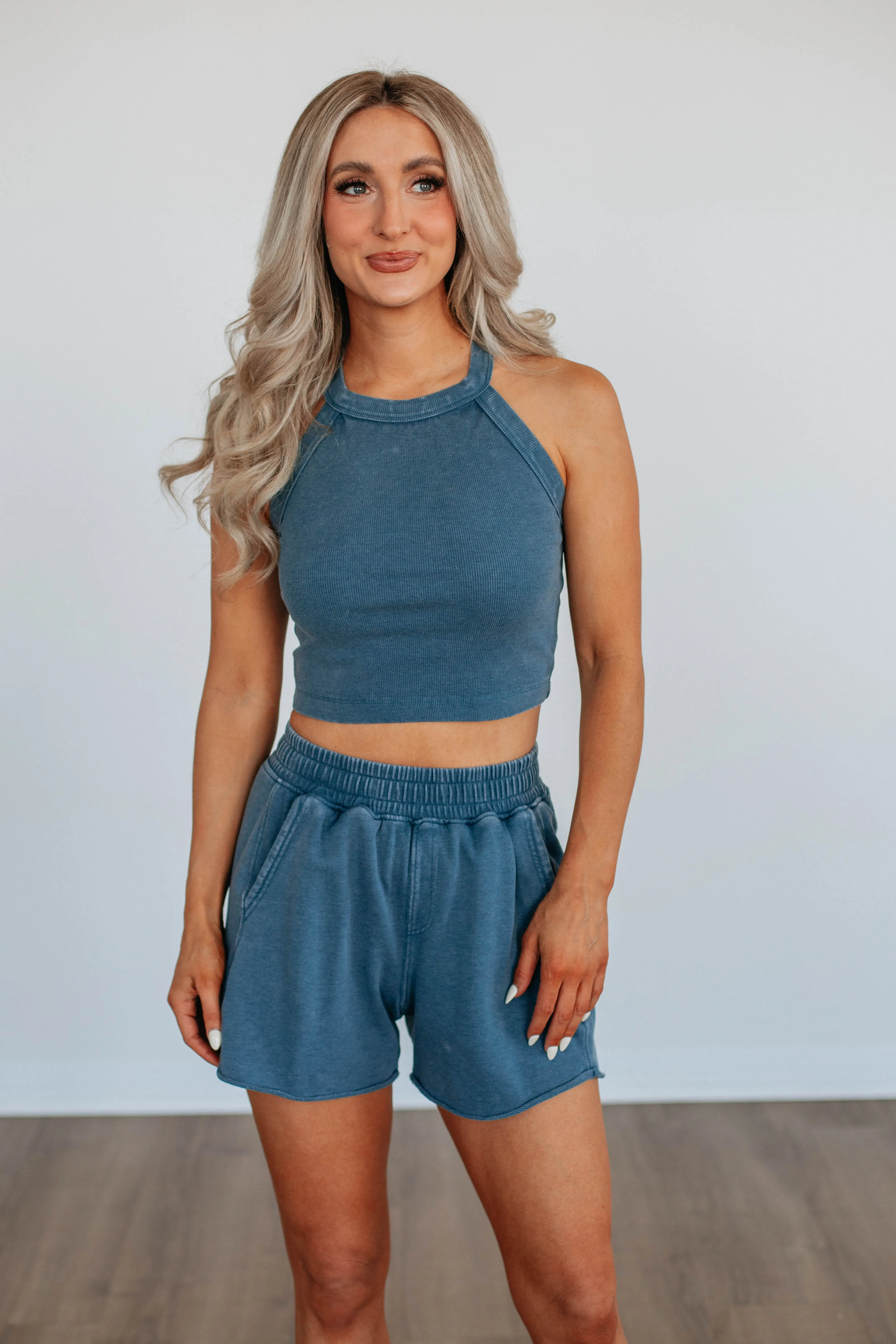 Soft Smooth short term lease Chann Ribbed Tank - Deep Sea