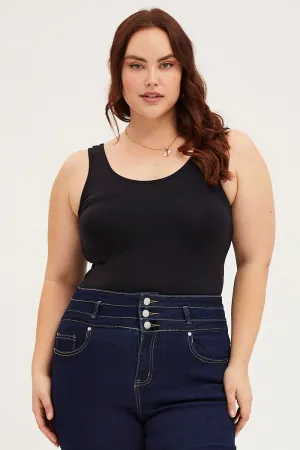 Lightweight Material SnagFree Surface Black Seamless Basic Tank Top