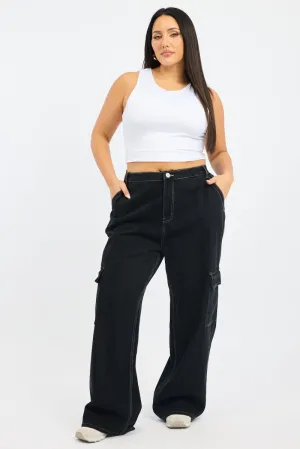 Black Cargo Jeans High Rise Work Meeting Beach Day