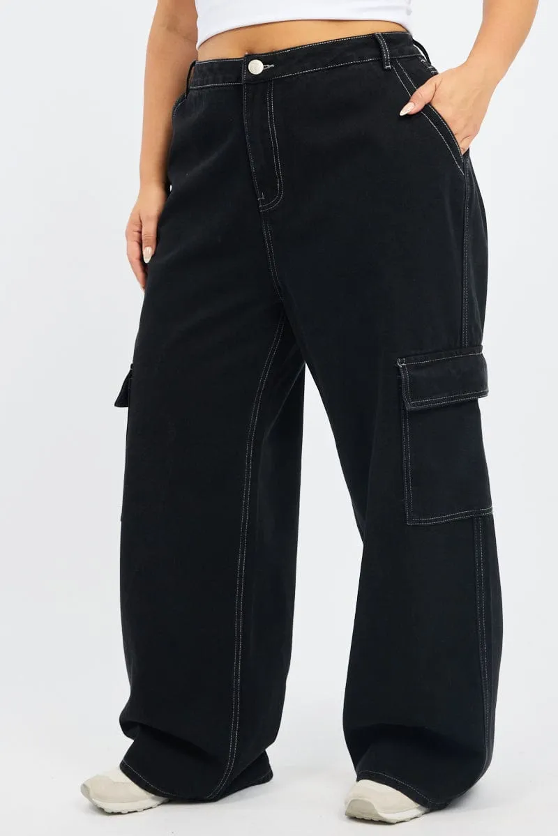 Black Cargo Jeans High Rise Daily Musthave