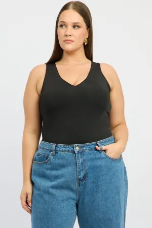 Black V-neck Sleeveless Bodysuit Polish Core AdaptiveFit