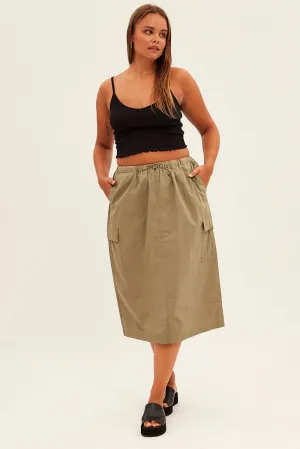 Green Parachute Midi Skirt High End Quality