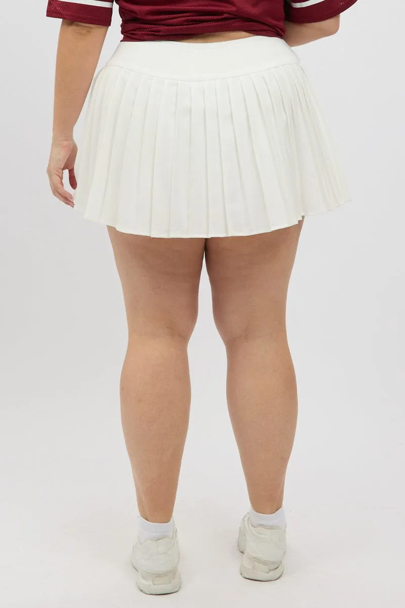White Pleated Tennis Skirt with Shorts Underneath Comfort First