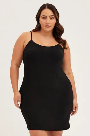 Recycled Fit Black Basic Cami Dress