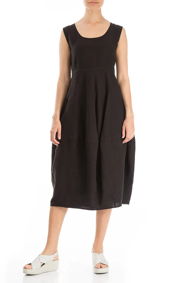 Crystal Soul Heat Safe Balloon Black Linen Dress